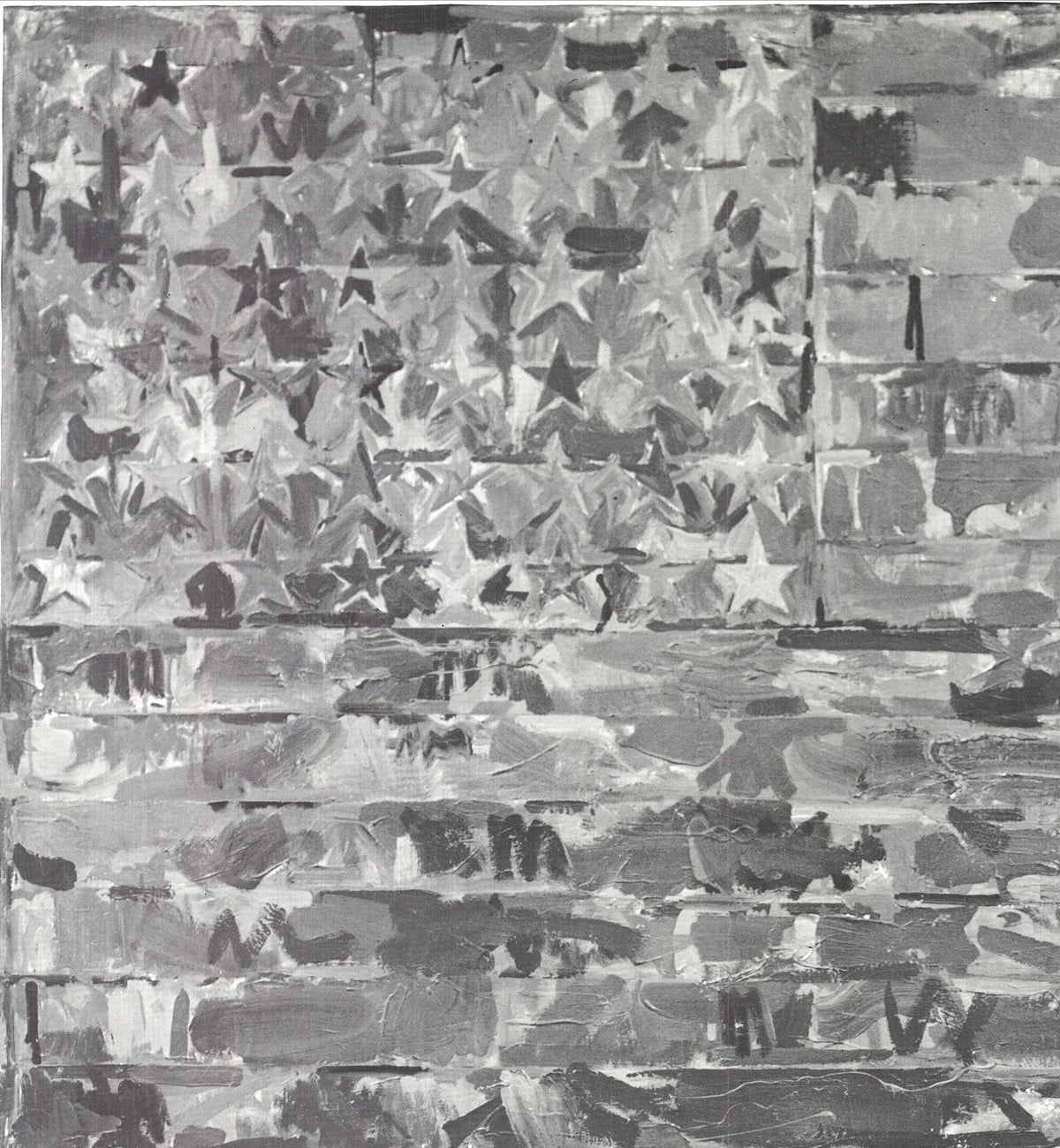 Jasper Johns Two Flags 1969 original exhibition offset lithograph poster featuring the American flags in bold, graphic artwork.