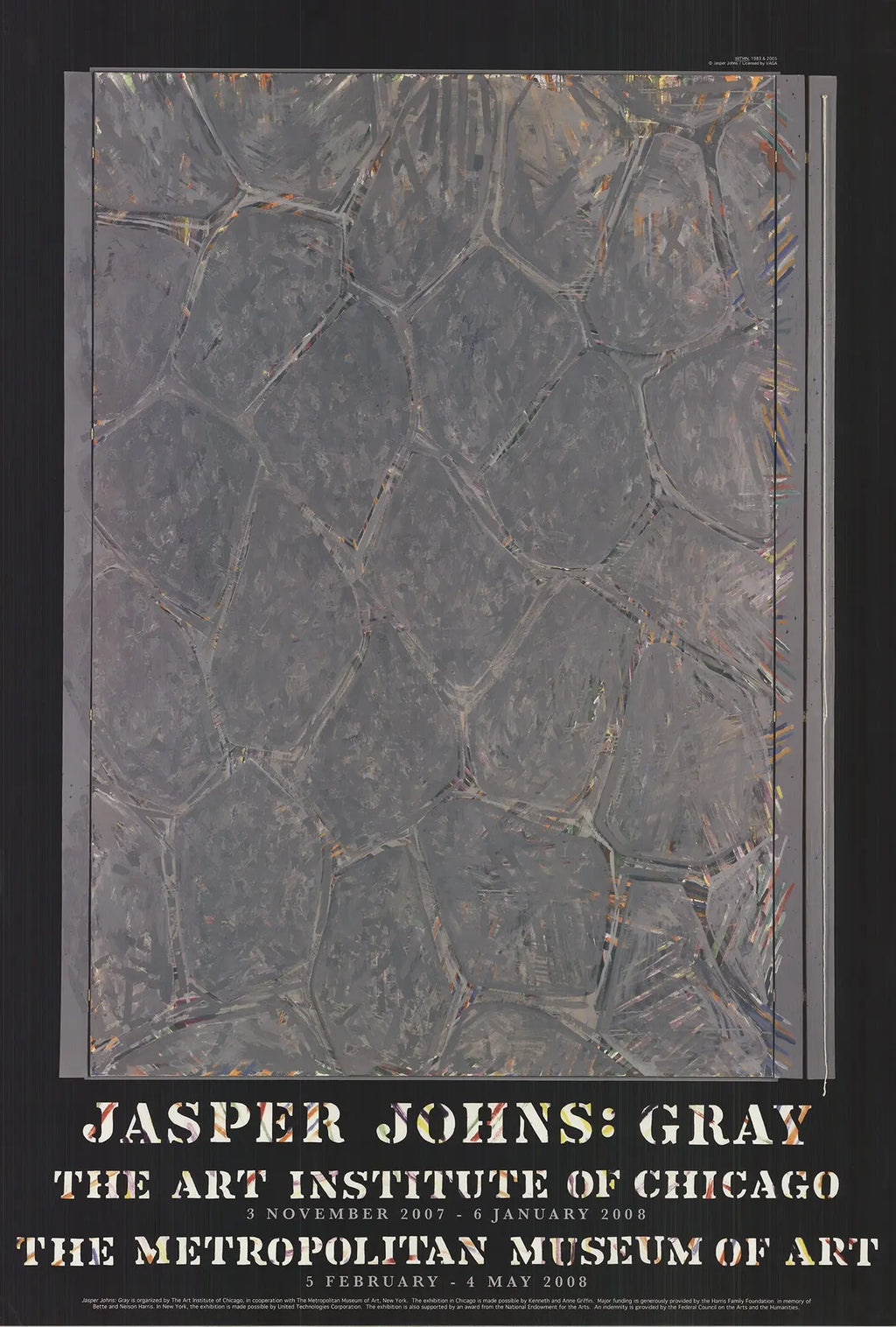 Jasper Johns Within 2007 offset lithograph poster for Metropolitan Museum exhibition featuring abstract artwork.