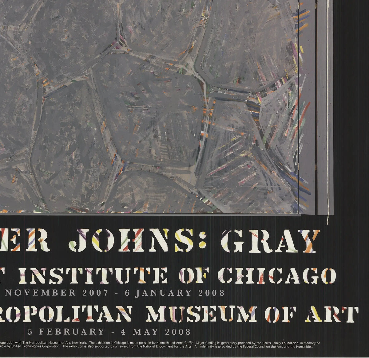 Jasper Johns Within 2007 offset lithograph poster for Metropolitan Museum exhibition, featuring abstract artwork by Jasper Johns.