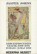 Vintage Jasper Johns Works in Progress 1980 exhibition poster lithograph, showcasing his abstract art style.
