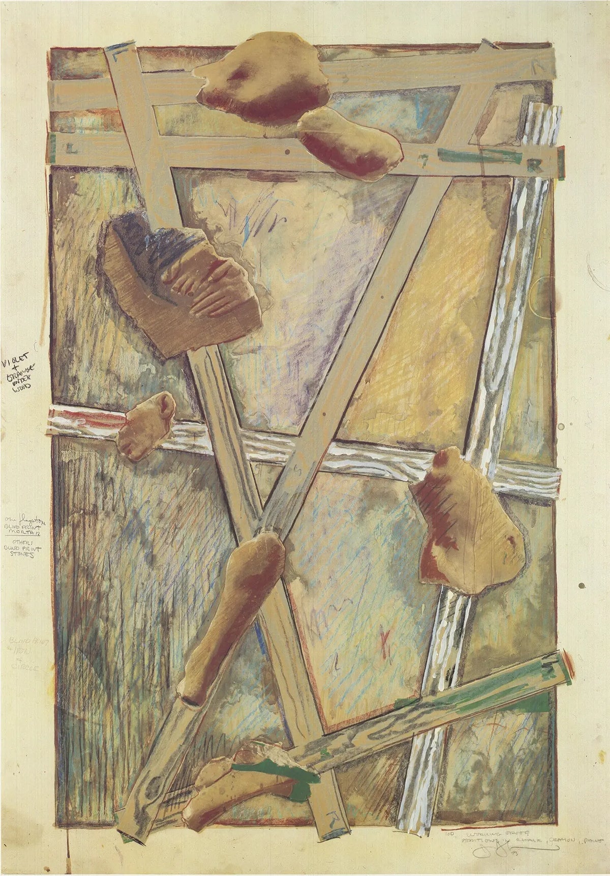 Vintage Jasper Johns Works in Progress 1980 lithograph exhibition poster showcasing his abstract artwork and bold graphic design.
