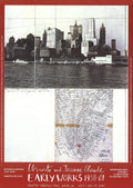 Javacheff Christo Lower Manhattan Packed Buildings 1964 offset lithograph poster showing detailed cityscape with skyscrapers and urban scene