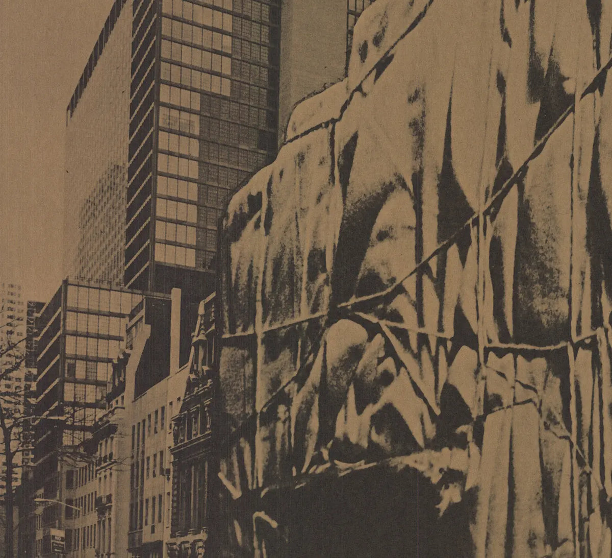 Original Christo Museum of Modern Art Wrapped 1968 offset lithograph poster by Javacheff Christo, featuring abstract modern art design.