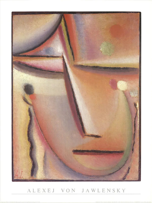 Abstract lithograph art print of "The Prayer" by Alexej von Jawlensky, showcasing vibrant expressionist colors and abstract design.