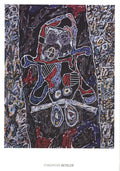 Jean Dubuffet Automobile a la Route Noire offset lithograph poster showcasing bold, abstract art of a car on a dark road.