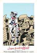 Original Jean Dubuffet serigraph poster for the 1974 Inspection of the Territory exhibition, featuring abstract artwork and bold colors.