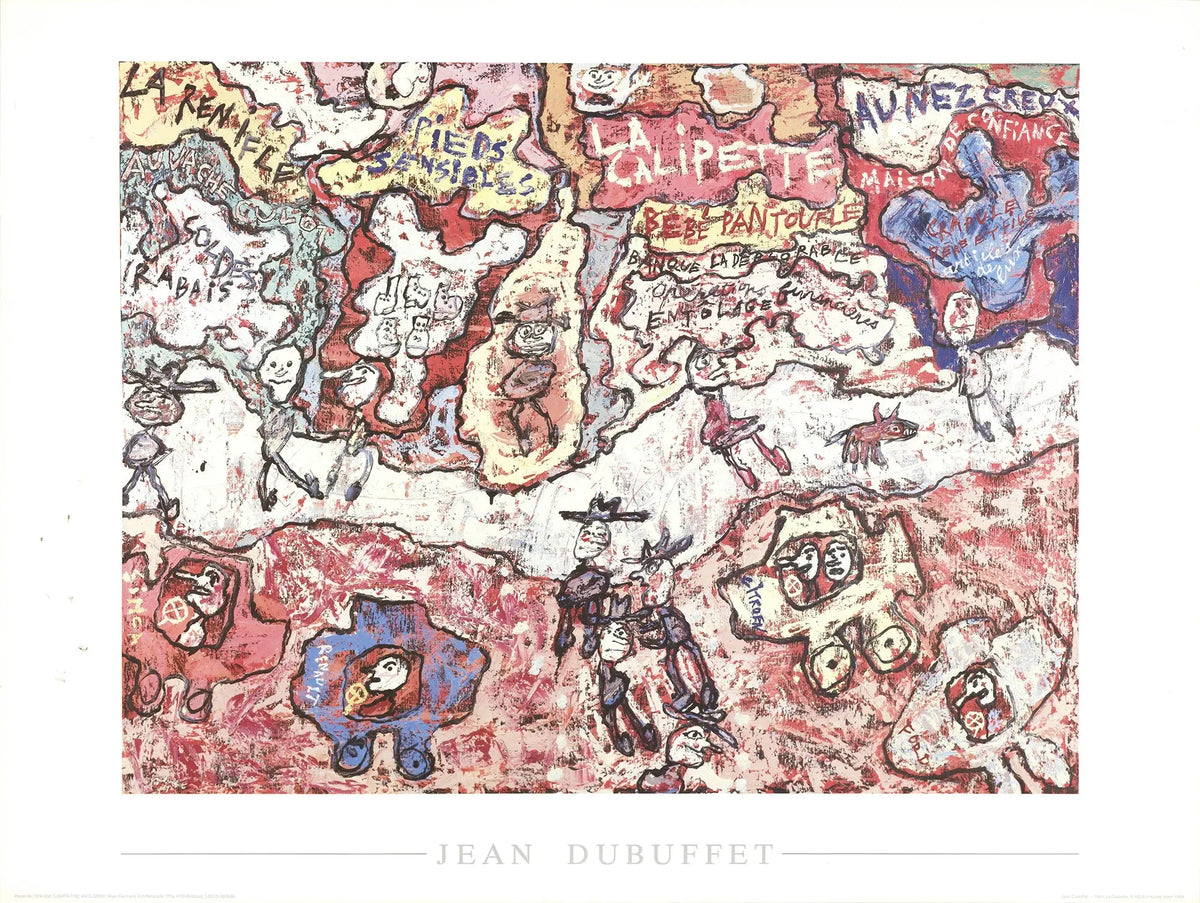 Jean Dubuffet La Calipette 1989 Art Brut offset lithograph poster featuring bold, abstract artwork by the renowned artist.