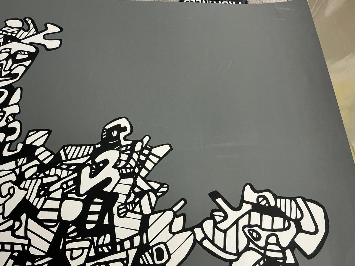Large original abstract serigraph by Jean Dubuffet titled Le Libre Echange 1974, featuring bold, textured artwork.