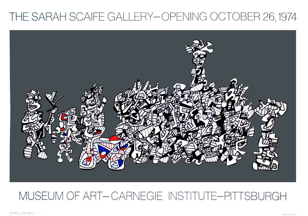 Large original Jean Dubuffet serigraph titled "Le Libre Echange" from 1974, showcasing abstract art and bold textures.