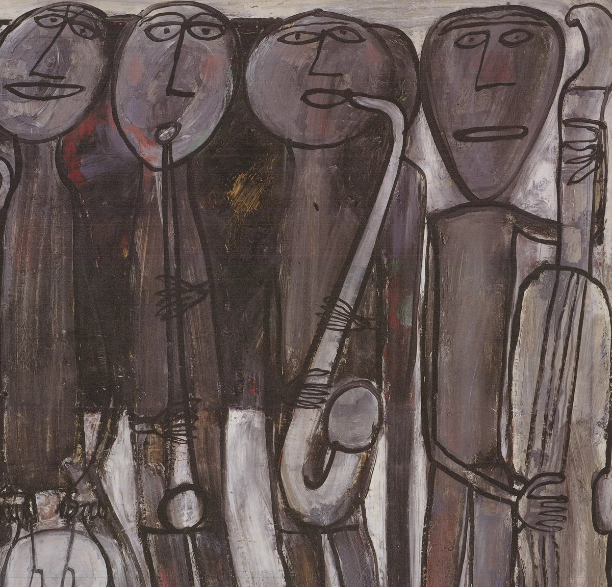 Jean Dubuffet New Orleans Jazz Band 1990 offset lithograph poster art featuring vibrant jazz band imagery and bold artistic style.