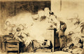 Limited edition Jean-Honore Fragonard L'Occasion offset lithograph print from 1930 showcasing detailed classical art.