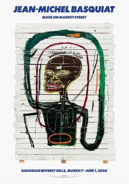 Jean-Michel Basquiat Flexible Made on Market Street offset lithograph poster with vibrant abstract artwork and bold colors.