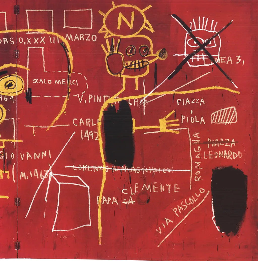 Limited edition Jean-Michel Basquiat Florence 2002 offset lithograph poster featuring bold, expressive artwork by the renowned artist.