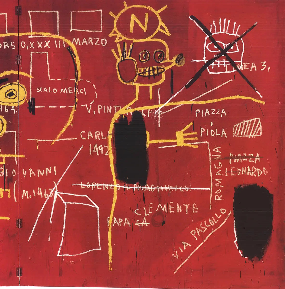 Limited edition Jean-Michel Basquiat Florence 2002 offset lithograph poster featuring bold, expressive artwork by the renowned artist.