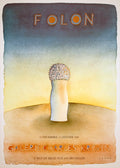 Surrealist lithograph art poster by Jean-Michel Folon from Galerie Charles Kriwin, 1979, featuring abstract, dreamlike imagery.
