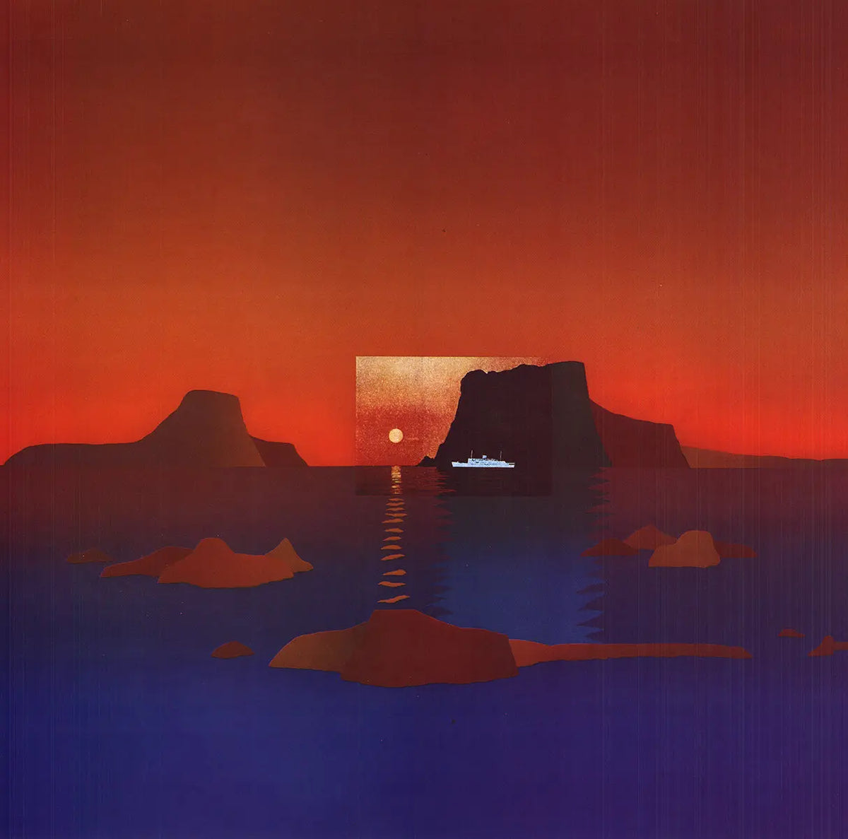 Original Jean-Michel Folon 1986 "I'm Writing From" exhibition art poster showing abstract design and signature artwork.