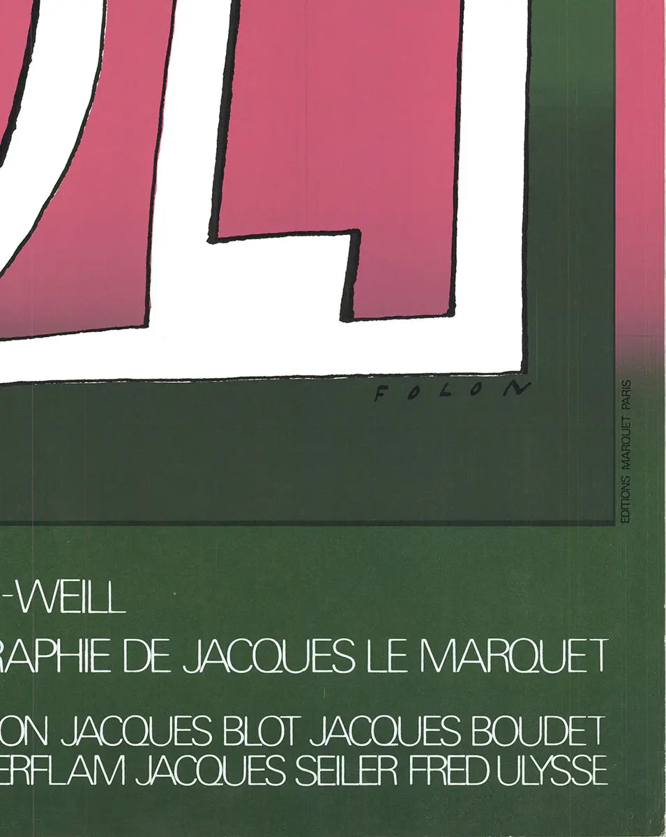 Original Jean-Michel Folon POL 1974 surrealist serigraph art poster print, featuring abstract and whimsical design elements.