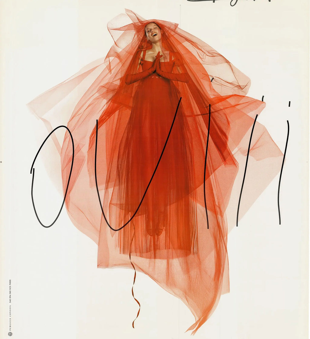 Large offset lithograph poster by Jean-Paul Goude for Galeries Lafayette Ouii 2001, featuring bold graphic design and vibrant colors.