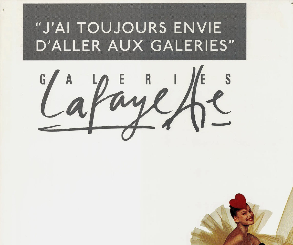 Jean-Paul Goude lithograph exhibition poster from Galeries Lafayette Pure Mode 2001, featuring vibrant artwork and bold design.