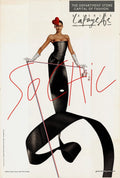 Large offset lithograph poster by Jean-Paul Goude for Galeries Lafayette So Chic 2001, featuring bold, artistic design and vibrant colors.