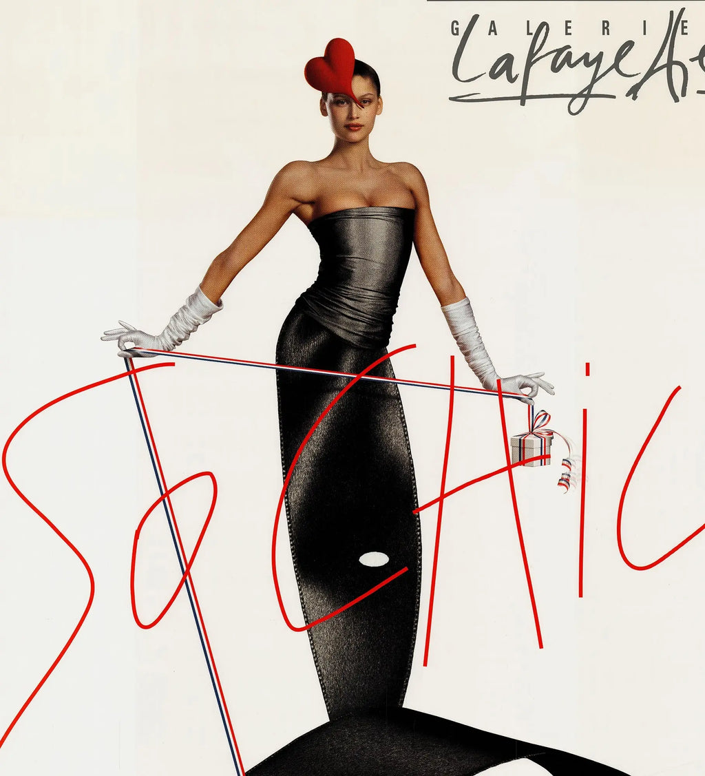 Large offset lithograph poster by Jean-Paul Goude for Galeries Lafayette So Chic 2001, featuring vibrant, artistic imagery.
