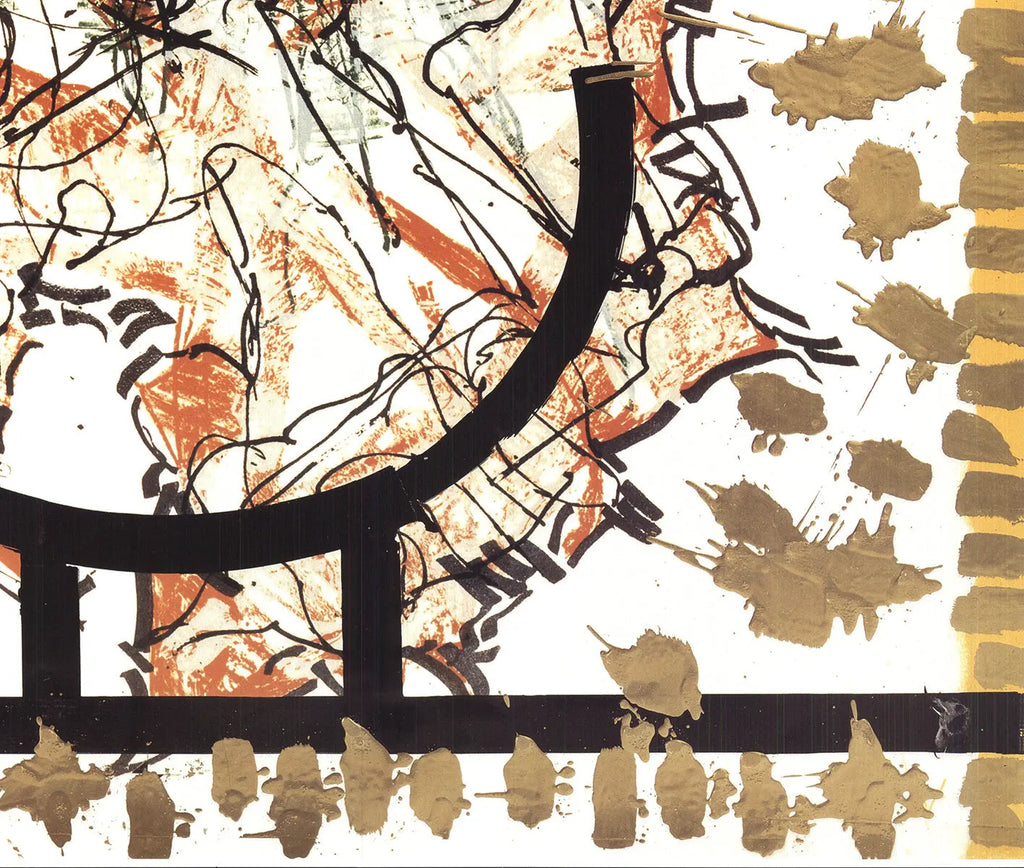 Jean-Paul Riopelle Yesterday and Today 1990 Galerie Maeght exhibition poster featuring abstract artwork in vibrant colors.