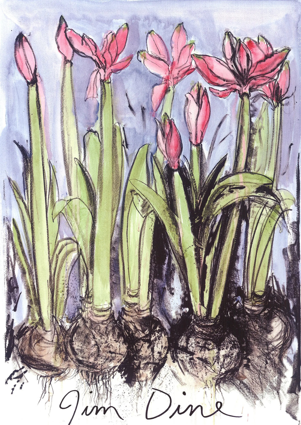 Jim Dine Anemones 2004 floral offset lithograph art print featuring vibrant flower illustrations and exhibition details.