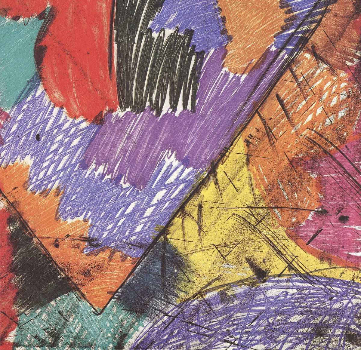 Jim Dine heart motif offset lithograph poster from 1984, featuring monotypes and gravures with bold red heart design.