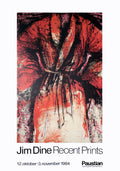 Jim Dine Recent Prints 1984 original exhibition offset lithograph poster featuring abstract artwork and bold colors.