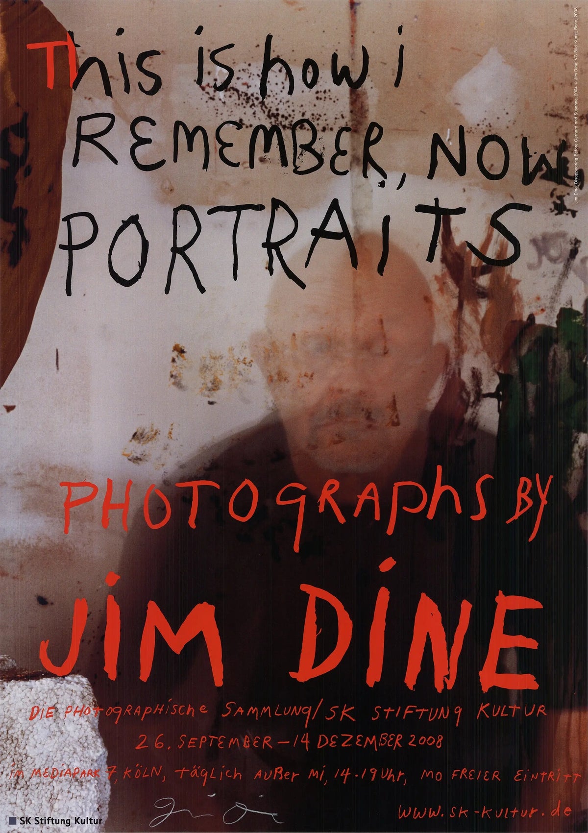Jim Dine signed poster titled "Disappearing before Gehard and Susanne" from exhibition, featuring artwork and signature.