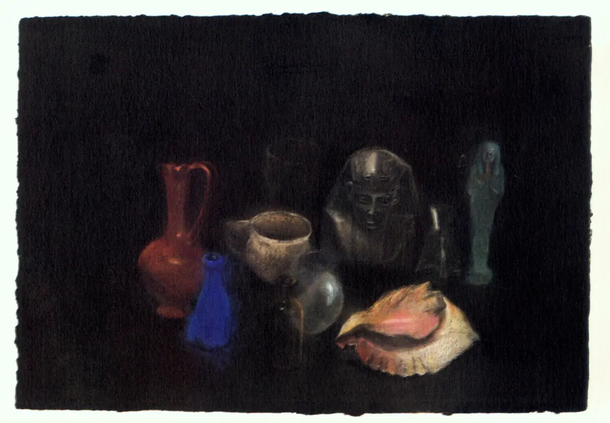 Jim Dine Still Life with Jars and Vases 1976 lithograph showing jars, vases, and artistic details in a monochrome print.