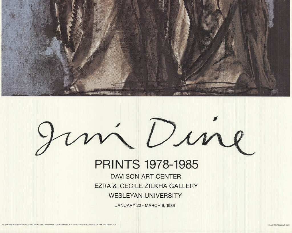 Jim Dine Venus de Milo at Memphis State 1985 exhibition poster featuring a detailed illustration of the classical sculpture.