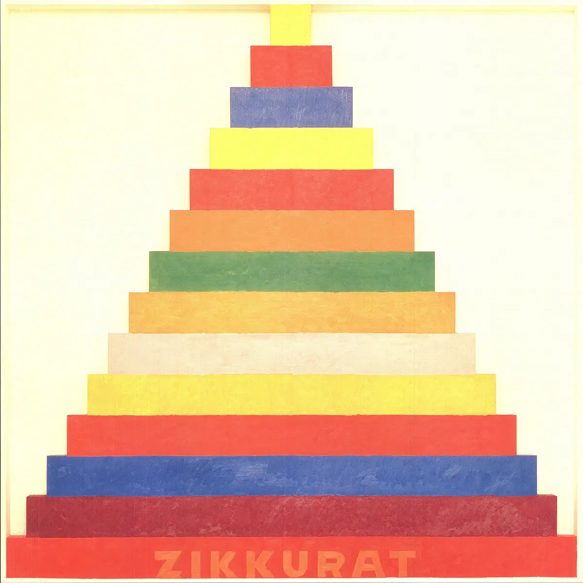 Joe Tilson Zikkurat 2010 abstract offset lithograph art poster print showcasing geometric shapes and vibrant colors.