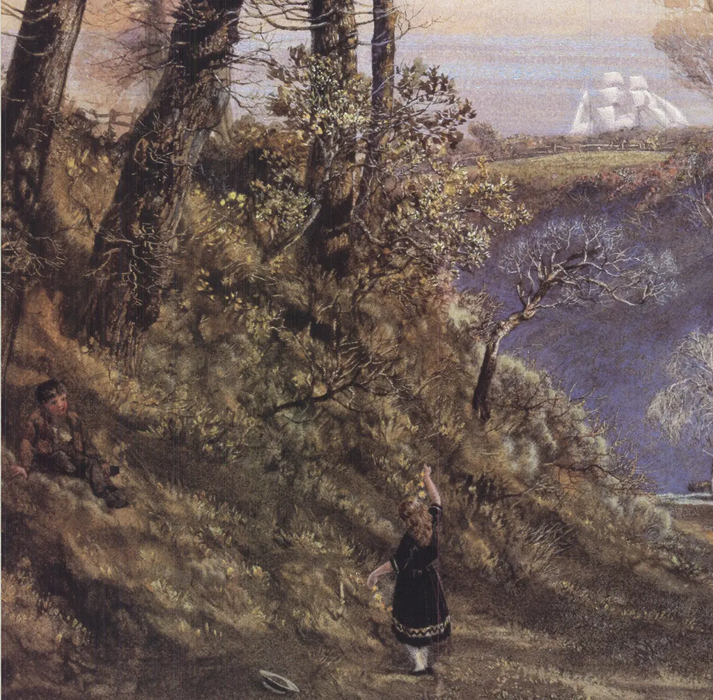 John Brett February Isle of Wight exhibition art print poster showing a detailed landscape scene with trees and coastal views.