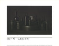 Original John Gruen Objects 1985 offset lithograph exhibition poster art showcasing abstract design and vibrant colors.