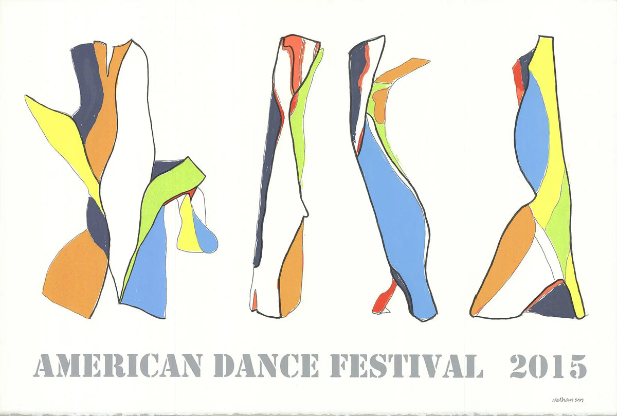 Signed Jon Nathanson American Dance Festival 2015 limited edition serigraph featuring vibrant dance-inspired artwork.