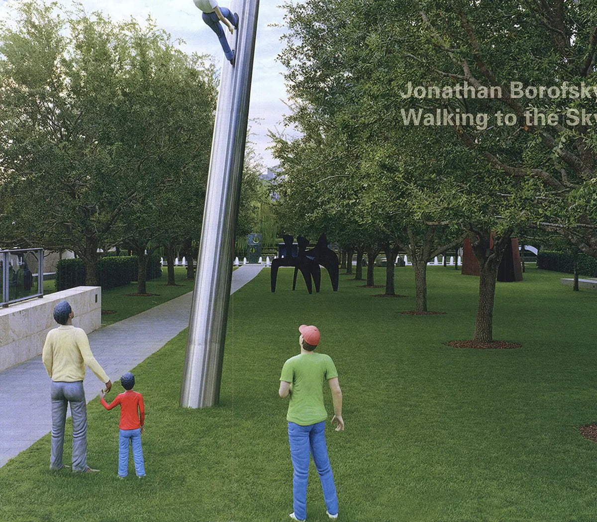 Jonathan Borofsky Walking to the Sky 1990 poster featuring artwork from the Nasher Sculpture Center exhibition.