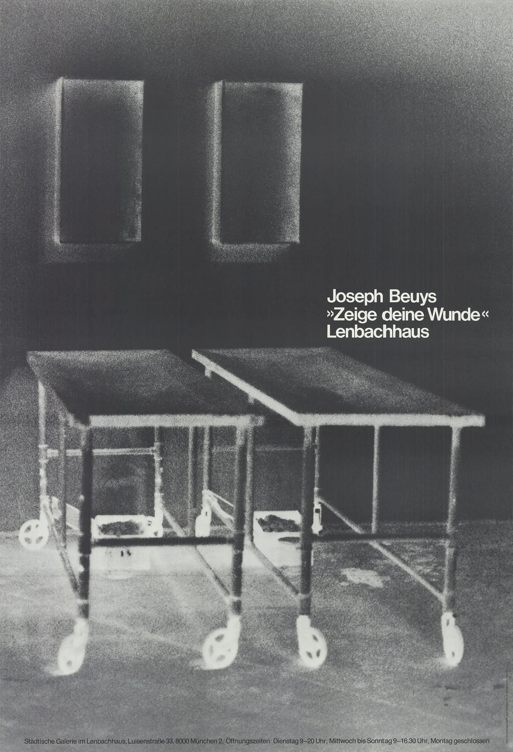 Joseph Beuys Show Your Wound 1977 exhibition offset lithograph poster featuring abstract art and bold imagery by the artist.