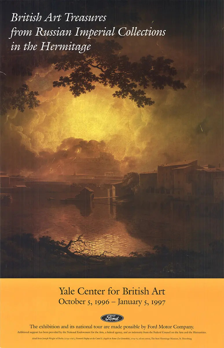 Joseph Wright Firework Display at Castel S. Angelo Rome exhibition poster showing vibrant fireworks over historic landmark