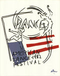 Signed limited edition serigraph by Judy Rifka for the 1982 American Dance Festival, featuring vibrant abstract artwork.