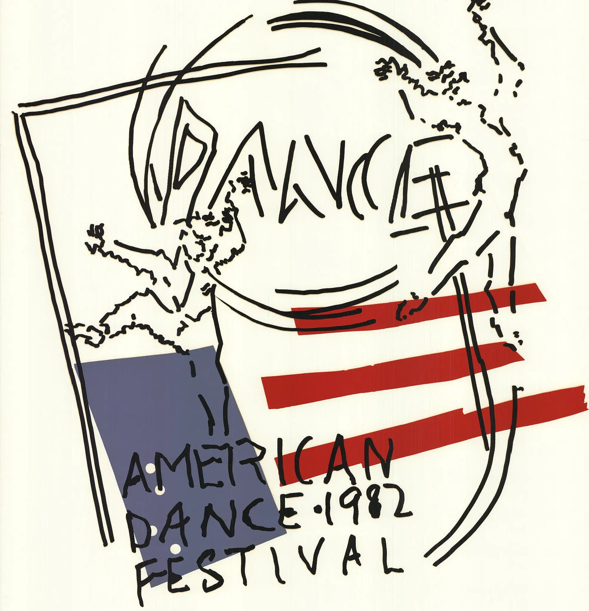 Signed limited edition serigraph by Judy Rifka from the 1982 American Dance Festival, featuring vibrant abstract artwork.