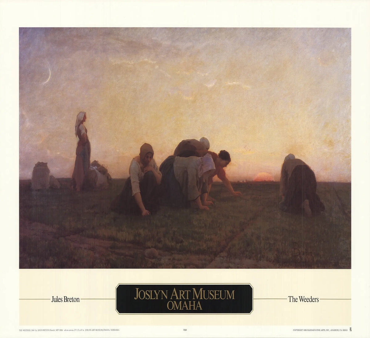 Jules Breton The Weeders 1990 museum-quality offset lithograph art print showing women working in a rural field
