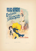 Art Nouveau stone lithograph poster by Jules Chéret for Folies Bergère Alençon 1894, featuring vibrant theatrical imagery.