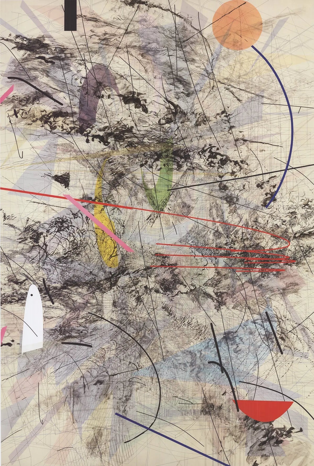 Julie Mehretu Easy Dark 2017 abstract offset lithograph exhibition poster featuring bold, dynamic artwork in dark tones.