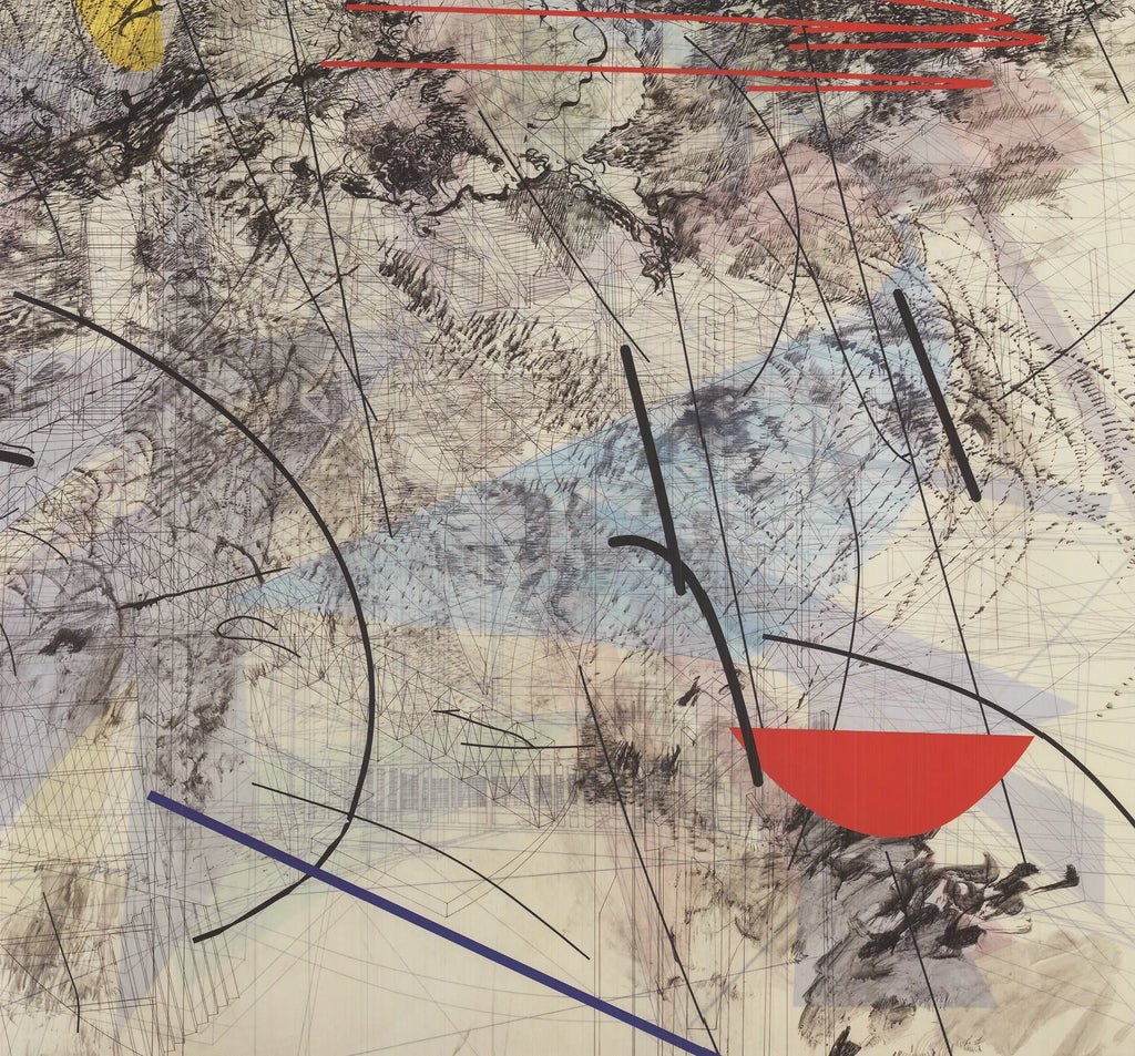 Abstract offset lithograph exhibition poster by Julie Mehretu titled Easy Dark 2017, featuring dynamic dark-toned abstract artwork.