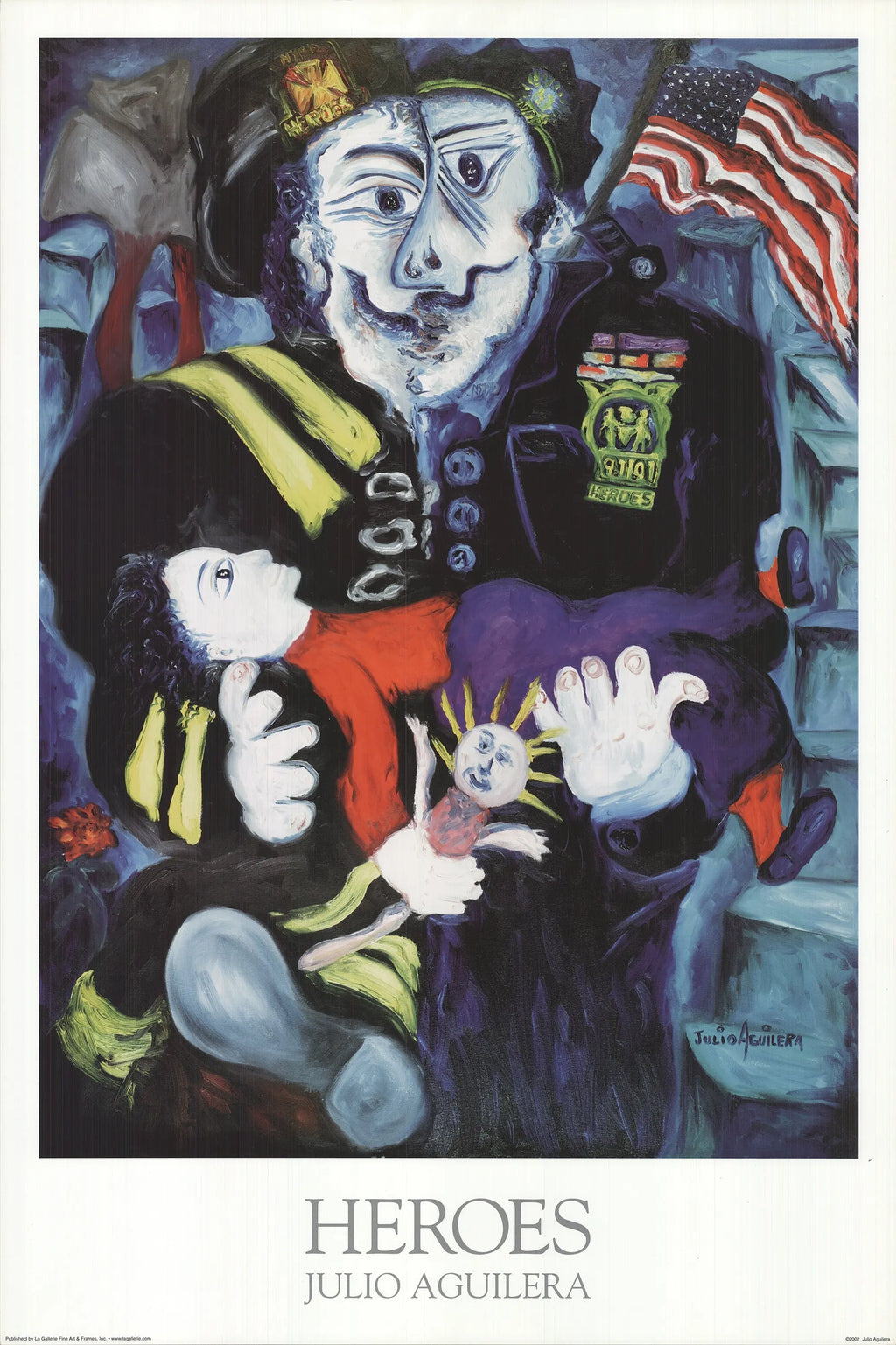 Julio Aguilera Heroes 2002 original offset lithograph art poster print featuring vibrant superhero illustrations.