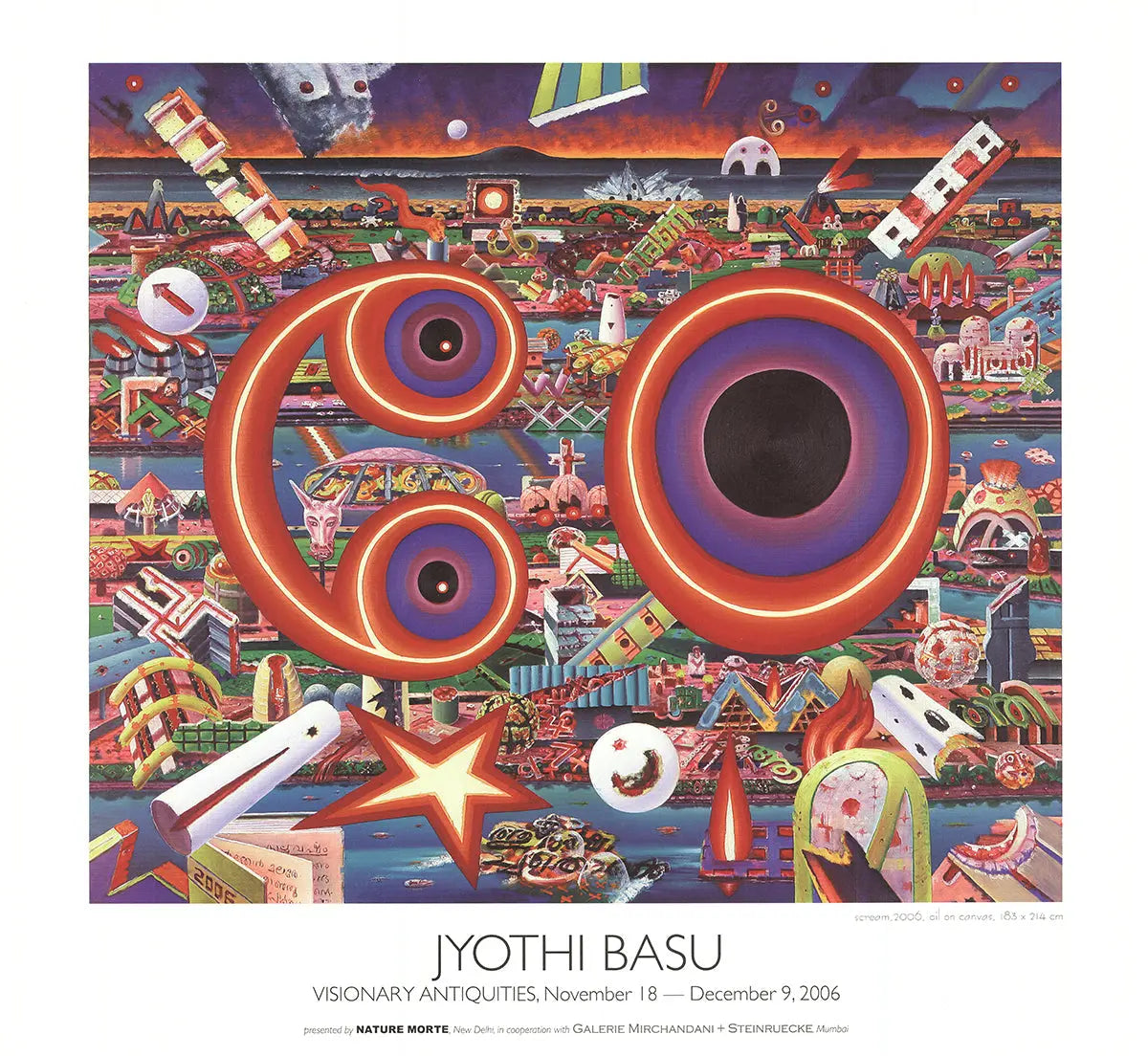 Contemporary art exhibition poster featuring Jyothi Basu's Scream 2006 offset lithograph artwork