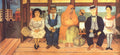 Large landscape offset lithograph poster of Frida Kahlo's L'Autobus 2004 artwork, featuring vibrant colors and detailed portrait.