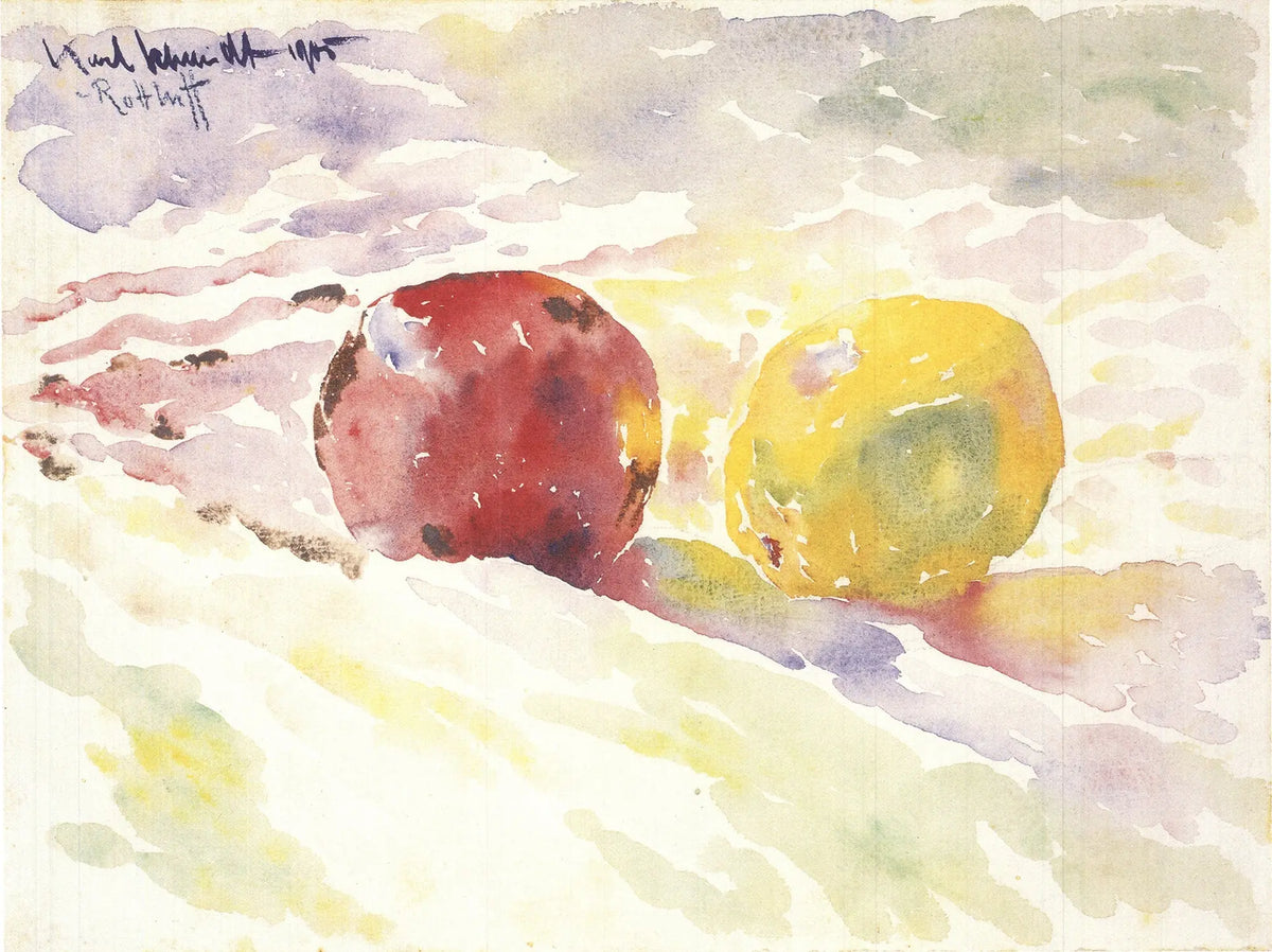 Karl Schmidt-Rottluff Apple 1998 offset lithograph still life art print showcasing vibrant fruit and artistic brushstrokes.