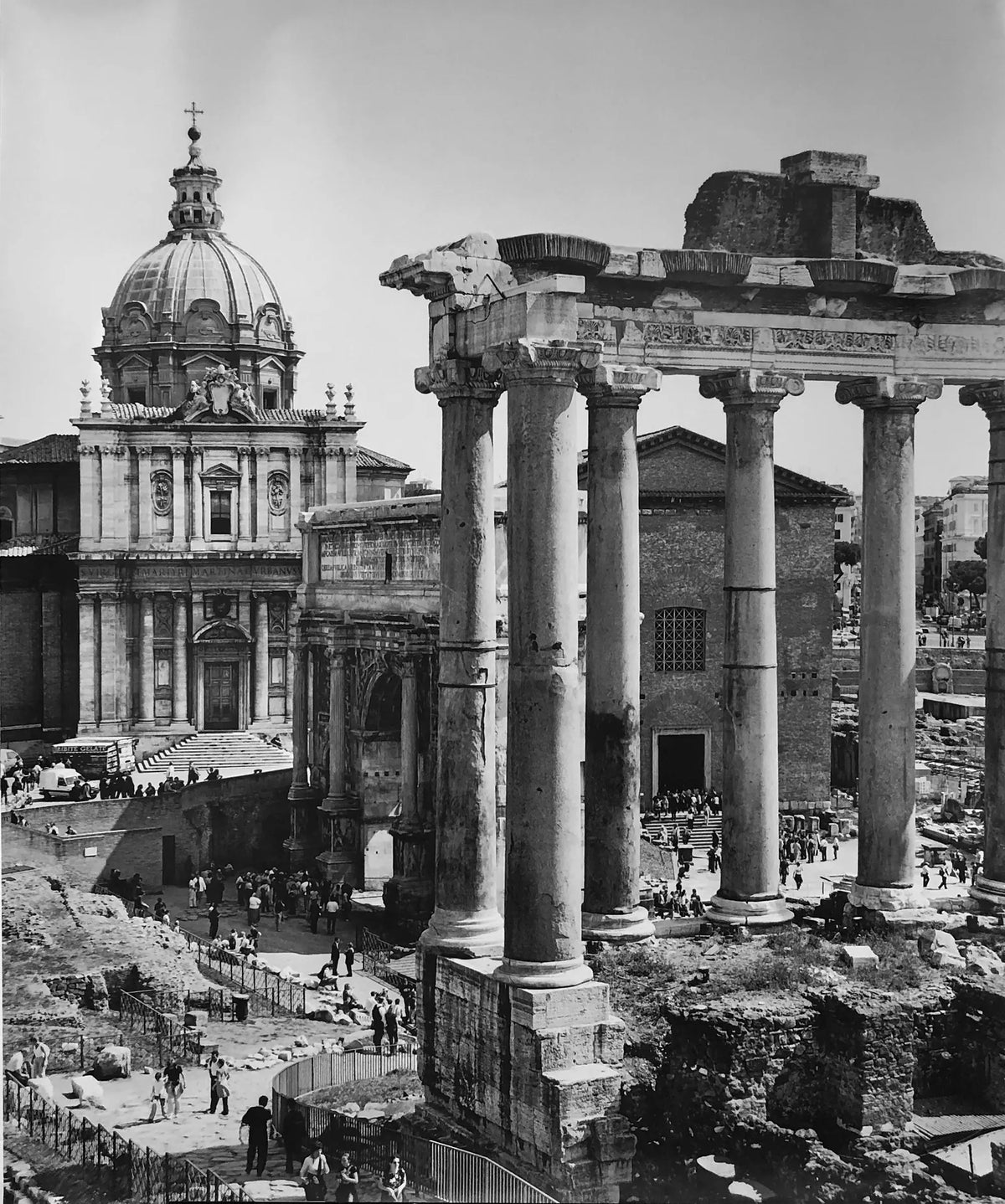 Large offset lithograph poster of The Forum Rome by Karsten Thormaehlen, showcasing detailed architectural artwork.